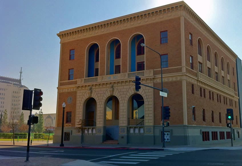 The historic Fresno Bee building in downtown Fresno, California, where a Costco CUP was contested over traffic and scale