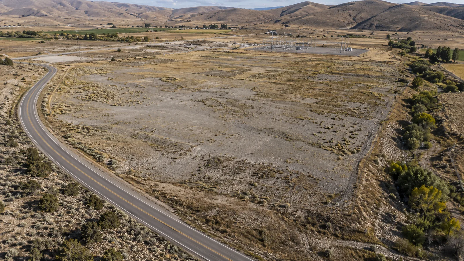 Fictional rendering of a high-desert data-center site before development